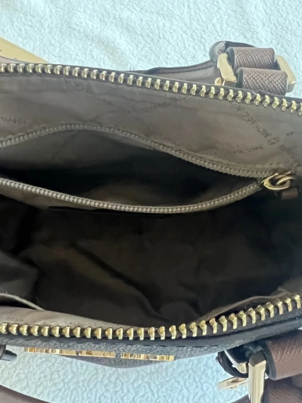 Michael Kors Ciara Brown Satchel monogram Signature Bag With Charm NO STRAP
